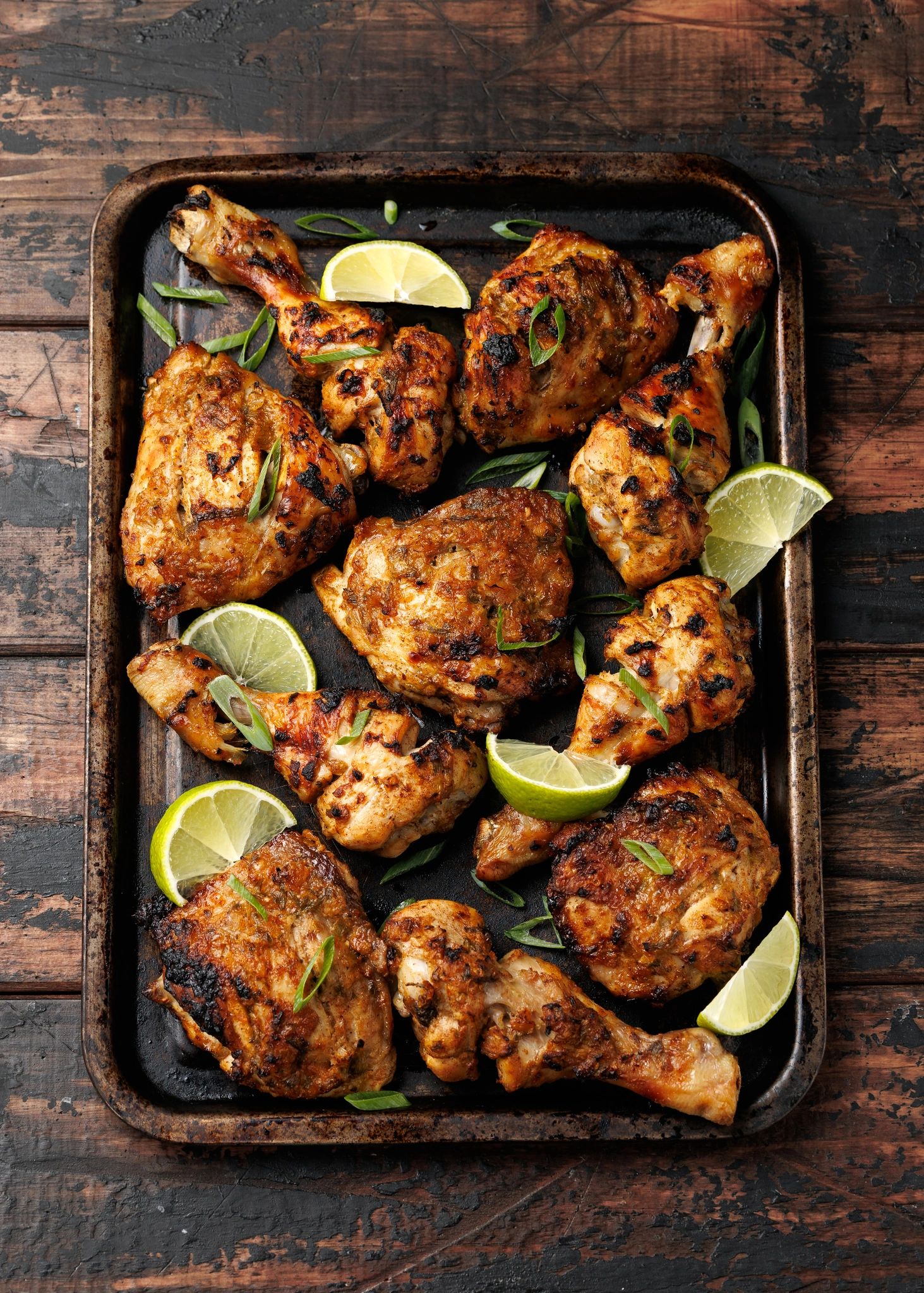 tray of Jamaican jerk chicken